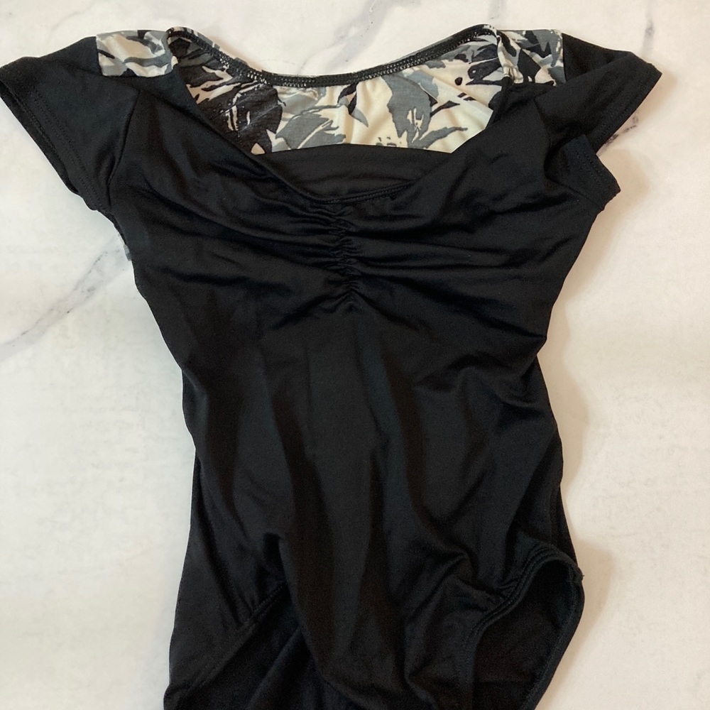 Bloch cap sleeve leotard floral back